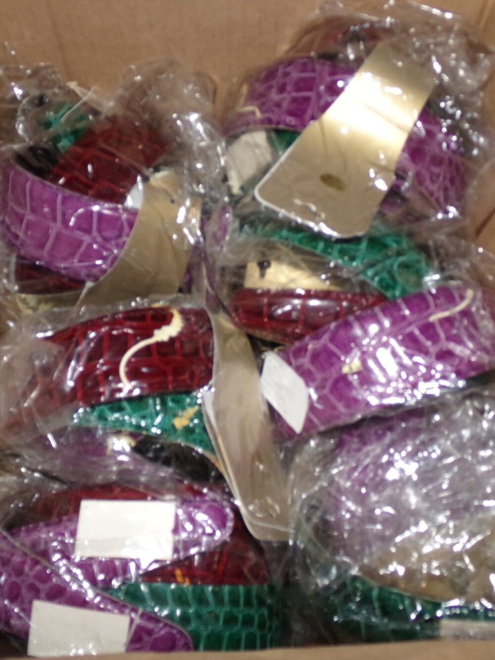 Wholesale 24 Red Purple and Green faux lizard alligator snake skin headbans